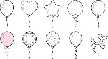 Hand drawn balloons in various shapes and designs © Asjad@169