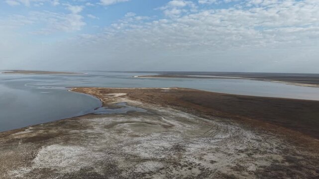 Russia, Kalmykia. Nature reserve, Lake Manych Gudilo. Coastal canals.