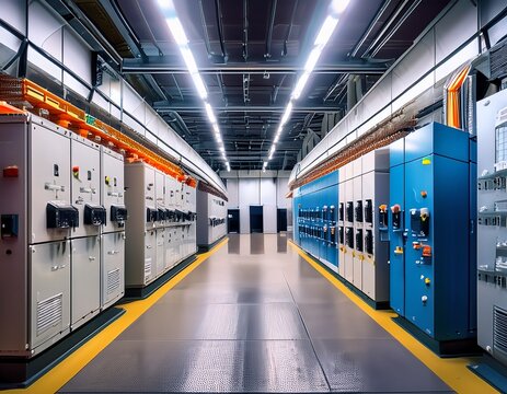 industrial circuit breakers controlling electricity flow and protecting power systems in a modern facility ensuring safety and reliability for various operations