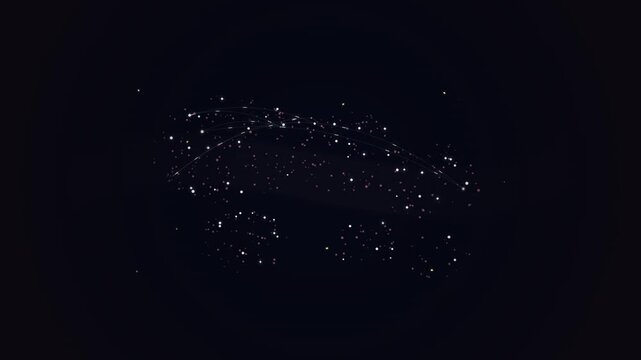 Abstract Particle Flow with Glowing Light Orbs on Dark Background