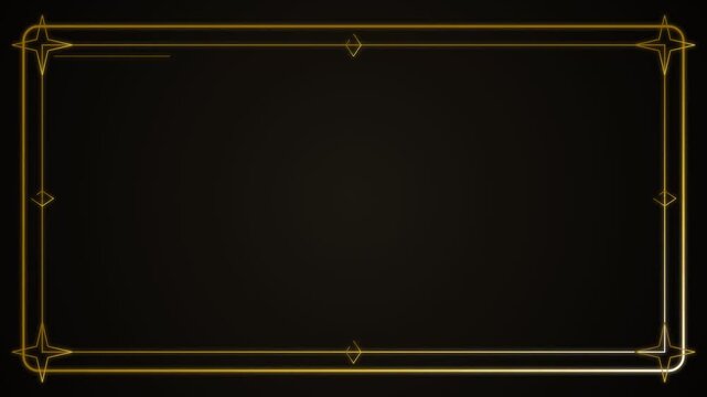 Elegant Gold Frame Overlay with Animated Glowing Border Elements