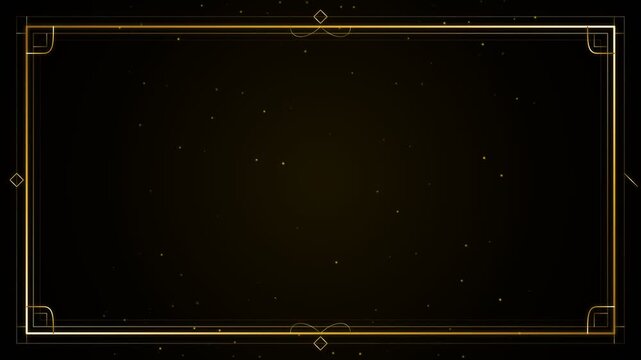 Elegant Golden Art Deco Frame with Floating Dust Particles