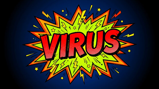 High-tech digital virus comic book pop art explosion warning illustration