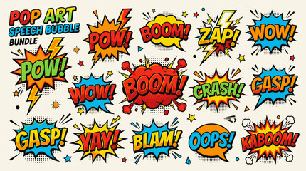 Fototapeta premium Comic pop art speech bubble bundle.