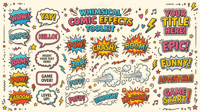 Whimsical comic effects tools template.