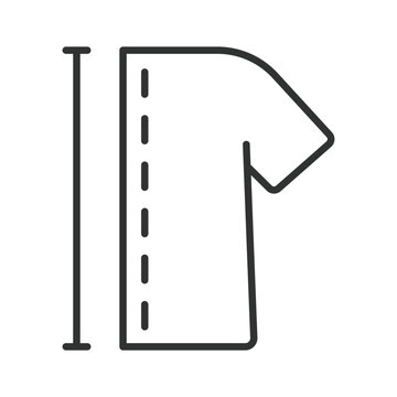 Clothing measurement icon in line design. T-shirt, size, tailoring, apparel, fashion, garment, textile on white background vector. Clothes dimensions editable stroke icon.