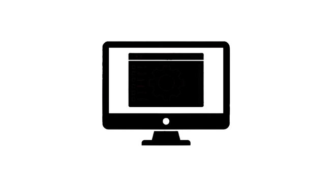 Vector illustration of computer monitor icon with settings window on screen on a transparent background