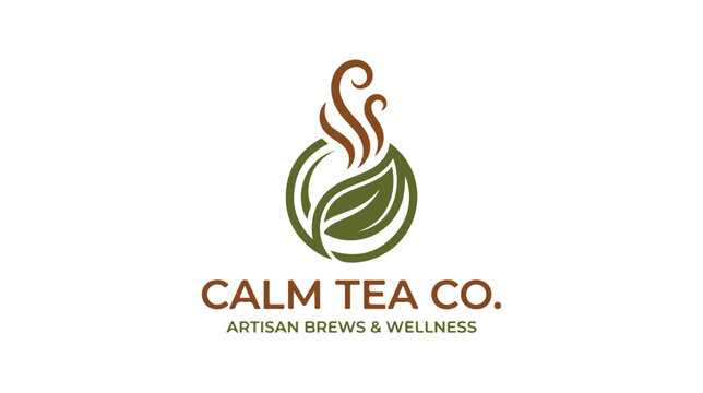 Calm Tea Company artisan brews and wellness logo design.