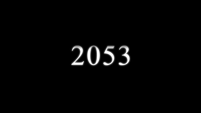 Glowing white number 2053 centered on a deep black background with a soft light effect for digital countdowns or futuristic year display concepts