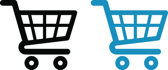 Set of shopping cart icons in black and blue colors for online retail business with shopping © MD Rubel
