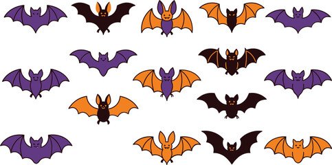 Obraz premium Cartoon bat collection halloween graphics for party supplies and seasonal decorations