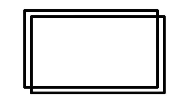 Double black geometric frame on white background.