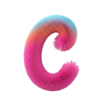 Pink and blue abstract letter c with glitter texture and sparkle effect
