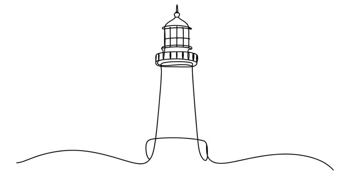 Lighthouse icon drawn with a single continuous black line