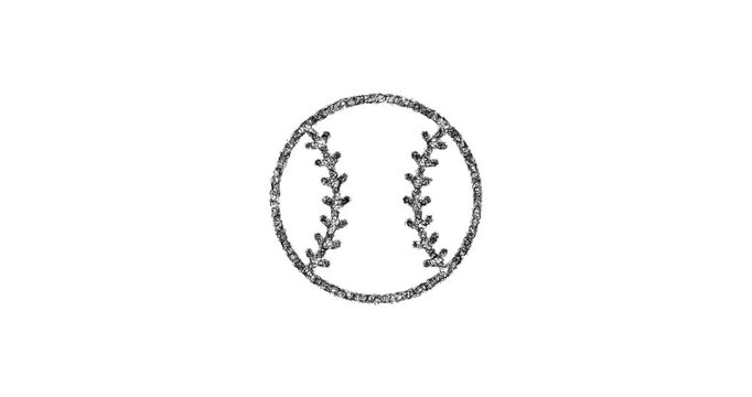 Sketch baseball ball icon animation - smooth progressive reveal