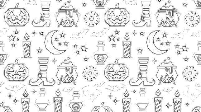 Seamless pattern with halloween icons