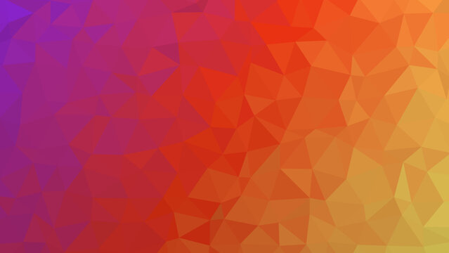 Abstract geometric background with triangular polygons in purple, red, orange, and yellow