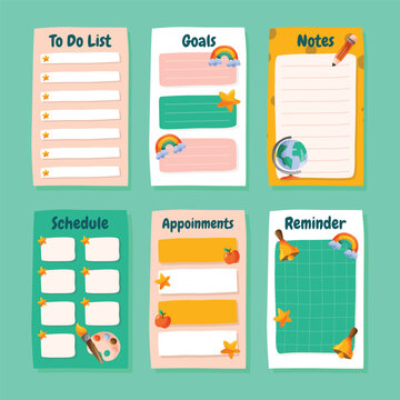 Colorful educational planner chart with sections