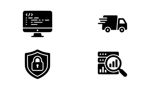 Agile software development solid icons set for continuous integration and operations template