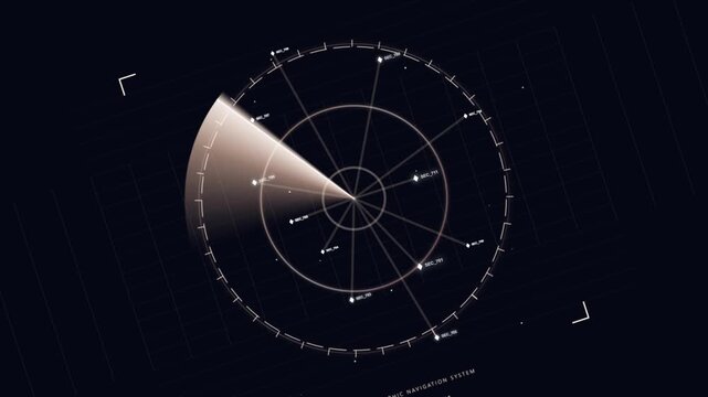 Digital radar scanning animation on a dark interface for navigation