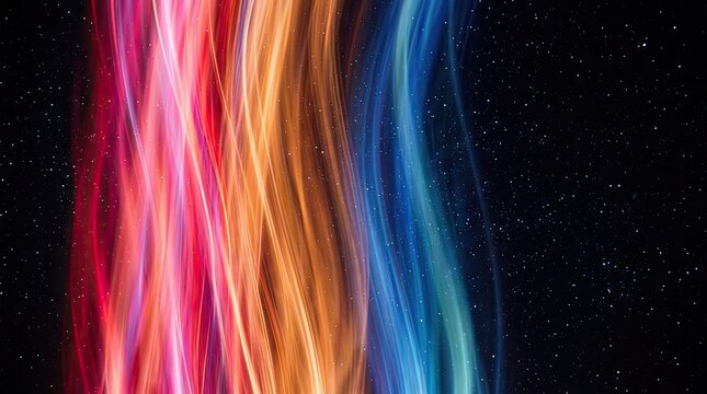 Vibrant cosmic aurora in space with stunning colorful light trails