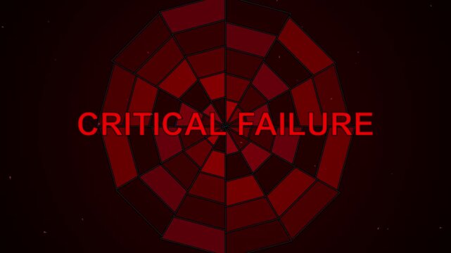 Critical Failure Text Animation with Rotating Red Geometric Spiral Background