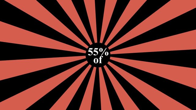 Comic retro background. Sunburst, radial, sunlight,50% discount/of ,circus, stripe background rotation Fantastic tunnel, .Abstract tunnel .Wallpaper with red shapes.4k animation motion ..