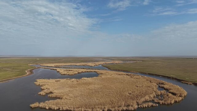 Russia, Kalmykia. Nature reserve, Lake Manych Gudilo.