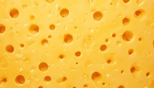 Swiss cheese texture with holes close up shot