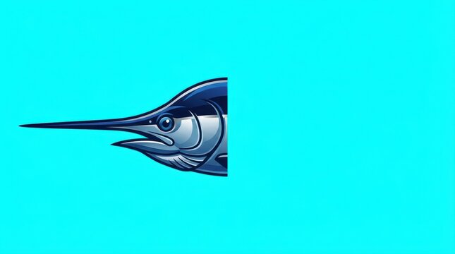 A detailed illustration of a marlin's head showcasing its bill and blue coloring