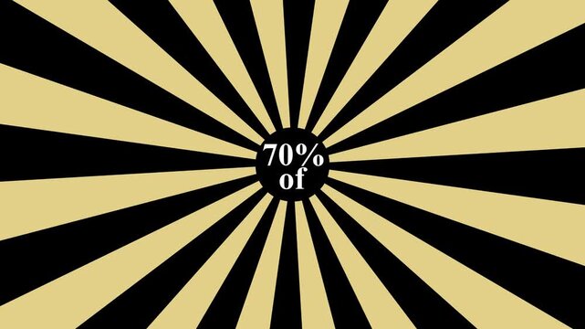 Comic retro background. Sunburst, radial, sunlight, 70% discount/of ,circus, stripe background rotation Fantastic tunnel, .Abstract tunnel .Wallpaper with yellow shapes.4k animation motion ..