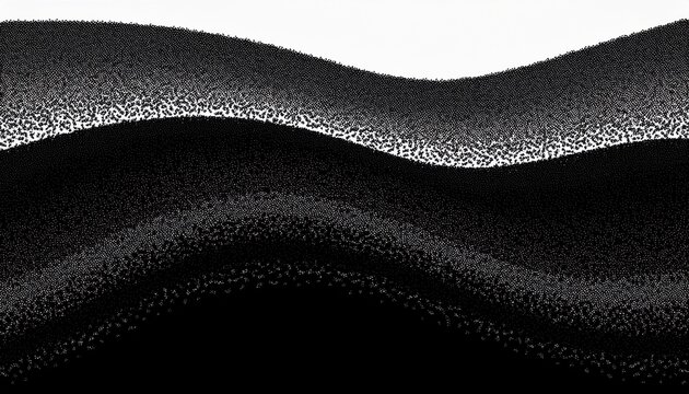 black noise stippled dots halftone pattern isolated smooth wave grunge border
