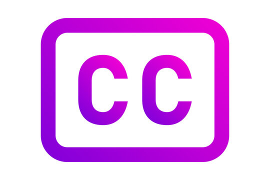 Purple Closed Caption CC Text Icon for Video Subtitles isolated on transparent background subtitles caption text accessibility audio