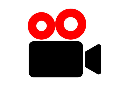 Black Retro Film Camera Recorder Silhouette with Red Focus Circles isolated on transparent background camera camcorder film video recording