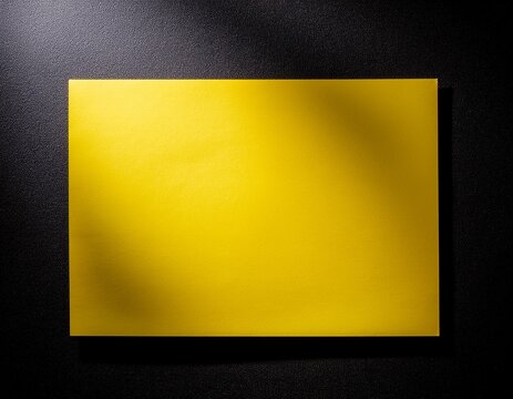 yellow paper on black table color with light spot for background
