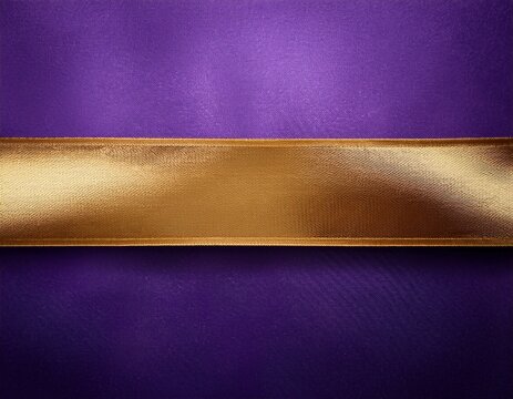 an elegant rich purple grunge texture background with a tan gold banner ribbon raised above