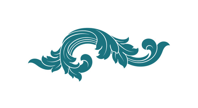 Elegant Baroque style decorative scroll vector isolated on white.