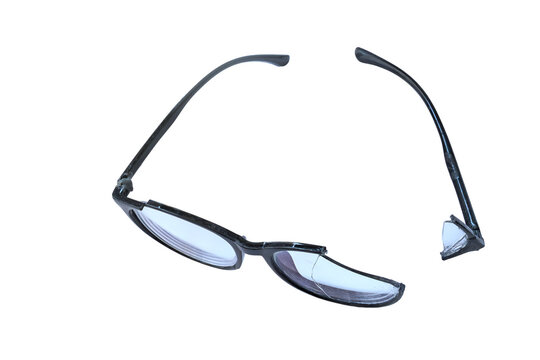 Broken Glasses with Cracked Lens Isolated on White Background
