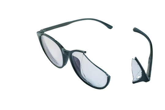 Broken Glasses with Cracked Lens Isolated on White Background