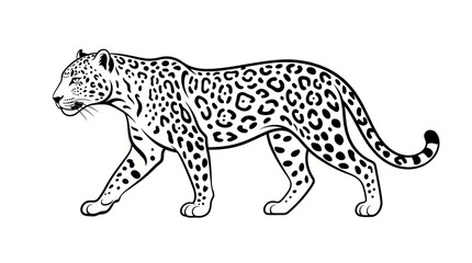 A walking leopard illustration shows the animal in profile with spots. © Jagoan