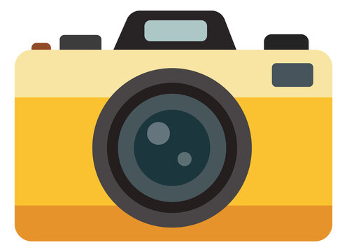 Retro photo camera flat illustration. Vintage photography camera icon