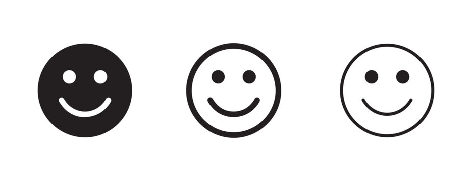 smiley face icons in different styles on white background