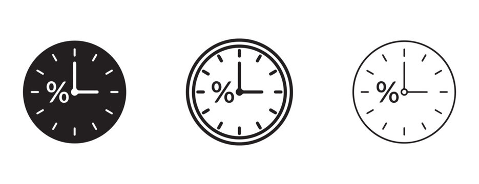 clock faces with percent sign on white background