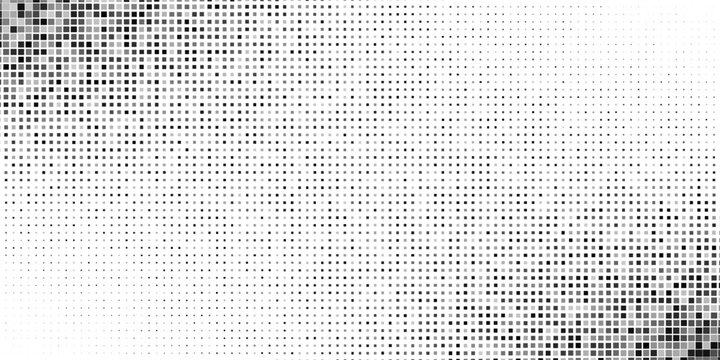 Random halftone. Pointillism style. Background with irregular, chaotic dots, points, circle. Abstract monochrome pattern. Black and white color. Vector illustration