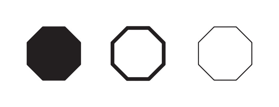 octagons in different line styles on white background  geometric shapes  design elements