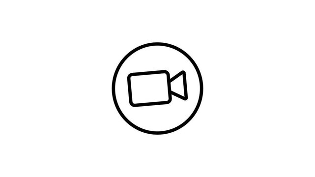 Video camera button animated icon for media player technology, cinema, play movie, motion picture, film, record, entertainment and other. 4K video with alpha channel background