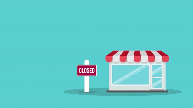 Closed Retail Storefront With Shutdown Sign Business Closure And Economic Downturn Animation