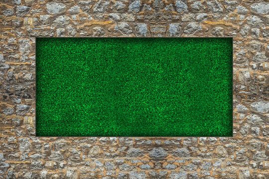 stone and artificial grass for abstract background.
