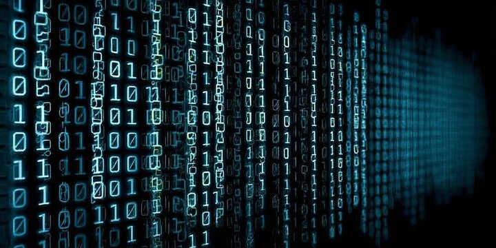 Abstract Digital Background High Tech Concept Of Streaming Binary Code Data Lines On dark Screen