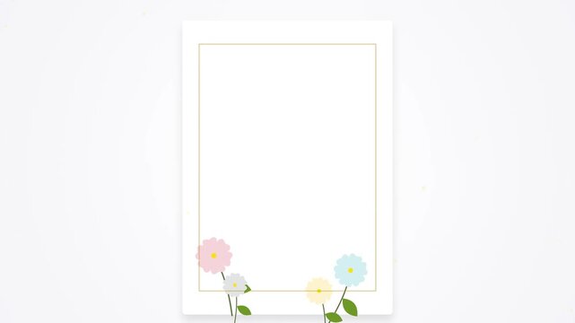 Minimalist floral frame with pastel flowers and copy space.